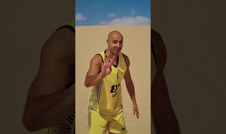 The most unique passing drill of all time?! 😂⏮️  #3x3WTAbuDhabi 2024 🏄‍♂️🏜️#3x3WT